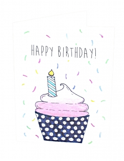 Cupcake Confetti Happy Birthday Card